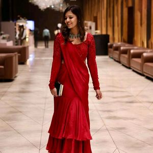 Red Ready To Wear Saree