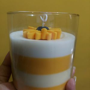 Glass Scented Candle With Sunflower