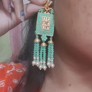 Green Long Earring