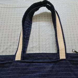 Striped Blue Denim Bag for a smart look