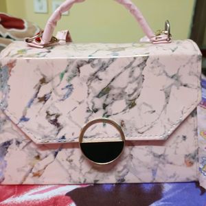 Pink And White Metallic Tie Dye Textured Slingbag