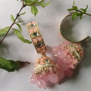 Pink Earring With Beautiful Work