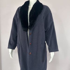 Fur Collar Blue Coat