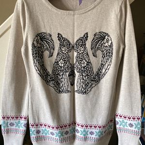 Peacocks Beige Round Neck Cotton Sweater