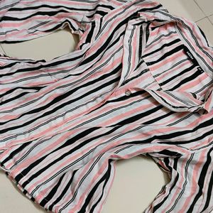 Branded Striped Cropped Shirt