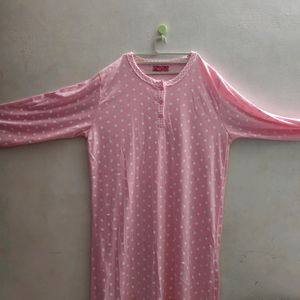Pink Full Sleeve Night Wear For Women