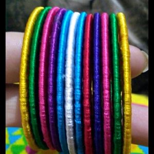 multi colour silk thread bangles