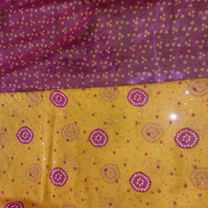 Bandhani Printed Yellow Saree