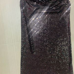 Forever 21 Black & Champagne Embellished Mini Dres