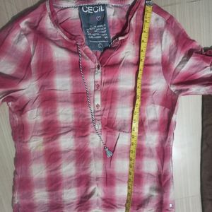 Pink Checks Cotton  Shirt