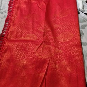 Red Semi Silk Soft Kanjivaram Saree.