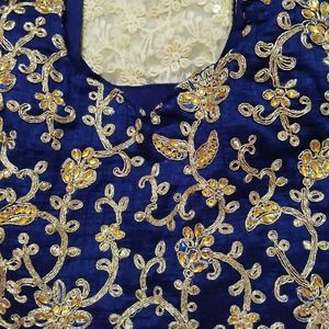 Navy Blue Stitched Chanderi Silk Suit..!