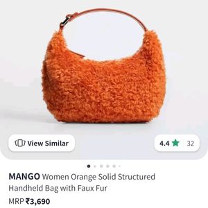 MANGO Limited Edition orange Handle Bag With Faux