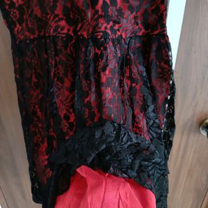 Red And Black Flared Dress