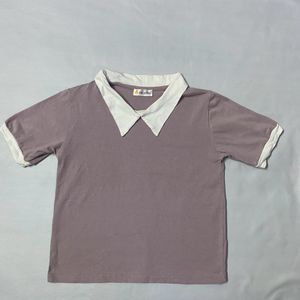 Lavender Top With Collar