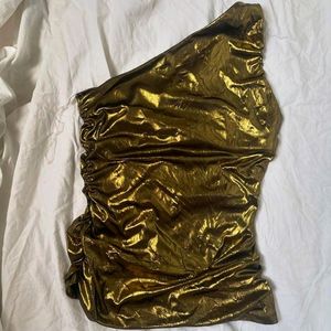 Golden One Shoulder Top