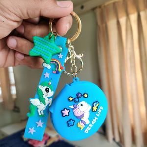 Unicorn Mirror Keychain (Blue Colour)