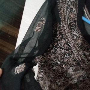 It's A Black ChikanKari Kurta