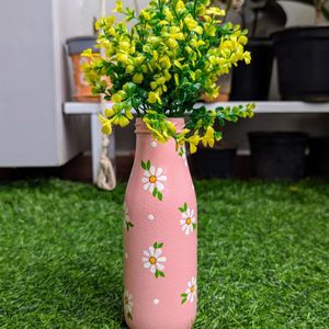 Handpainted Pink Glass Bottle