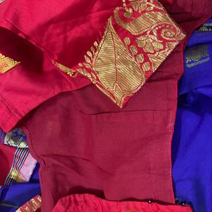 Red Blue Golden Shade Silk Saree