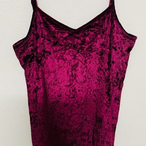 V Neck Velvet Cami Top For Women