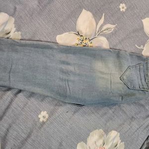 Off Blue Ripped Slim Fit Jeans