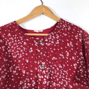 Dark Red Printed Top(Women’s)