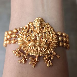 Traditional 3 Layer Golden Lakshmi Choker Necklace