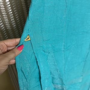 Sea Green Kurta With Silver Self fabric embroidery