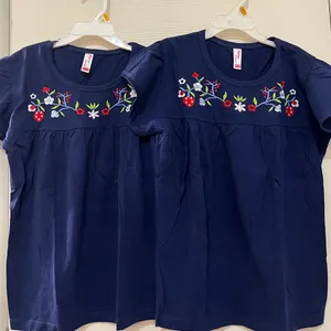 Twin Set Of Beautiful Embroidered Navy Blue Top