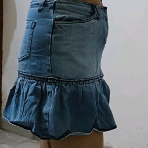 Y2k Denim Skirt With Frills