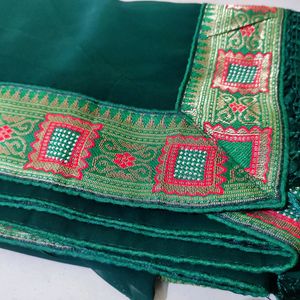 Stunning Green Saree with Stone Work Border