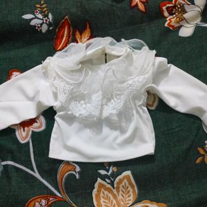 White Cute Top For Kids