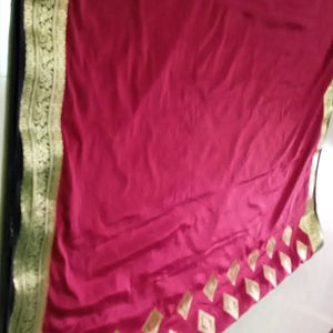 Crepe Meroon Small Border Saree