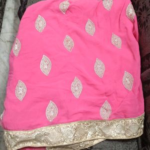 Pink Saree With Blouse