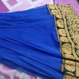 Blue Golden Anarkali Beautiful Gown