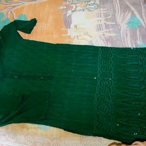 Chickenkari kurti in green colour