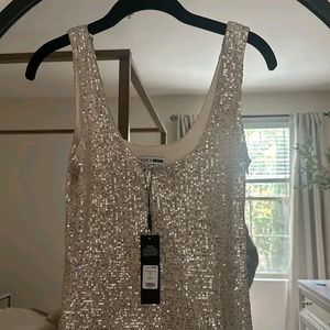 Fashion Nova Tall Family Affair Silver Sequin Gown