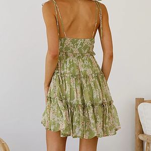 Green Ruffle A Line Dress