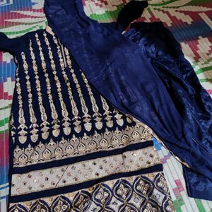 Beautiful Blue Kurta Set With Dupatta And Trouser