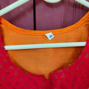 Golden Yellow And Red Coloured Top For Women