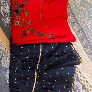 Red And Blue Sharara Set