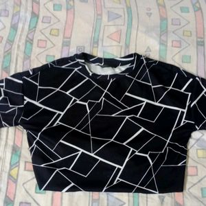 Shein Black And White Crop Top For Women