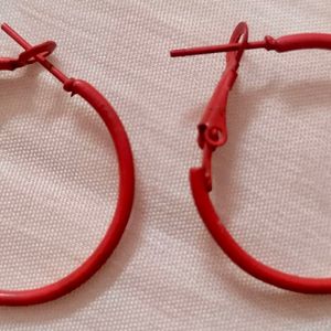 Red Hoop Earrings