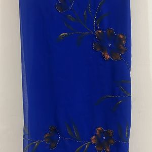 Blue Georgette Scarf (141 Cm Each Side)