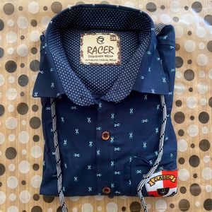 Printed Shirt For Boys (Blue Full Sleeve)