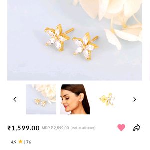 GIVA GOLDEN LILY 925 silver Zircon Earrings