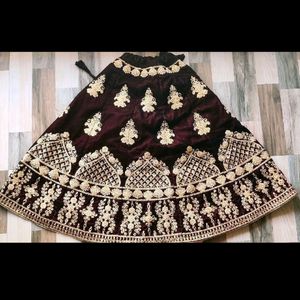 Embroidery Velvet Ghagra Choli Set Upto 8 Years