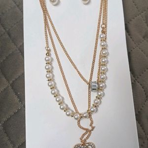 Korean  3 Layer Necklace+ Earrings