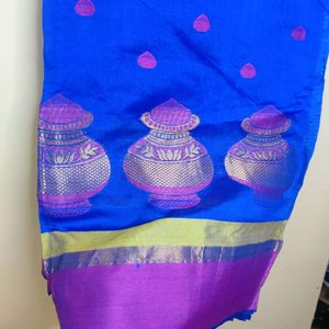 Royal Blue Chanderi Cotton Saree